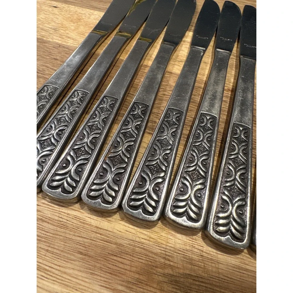 Set of 8 Vintage Alhambra Stainless Japan Butter Knives